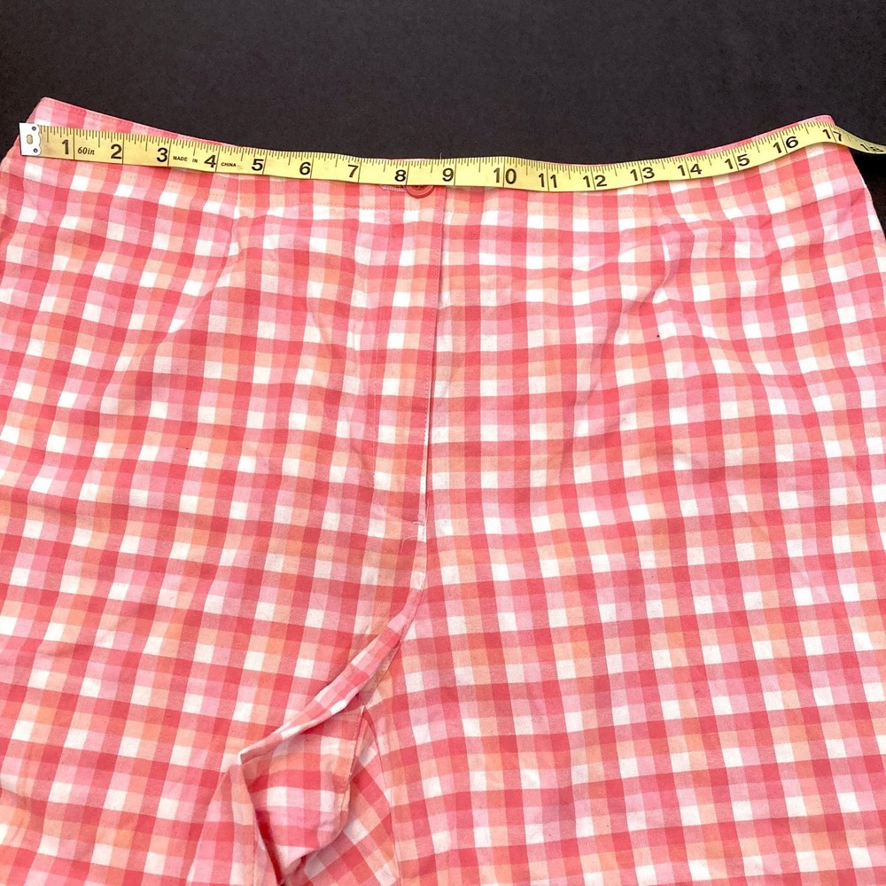 Liz Claiborne Pink Plaid Capri Pants 100% Cotton Womens 16 21" Inseam Vintage - Picture 5 of 7